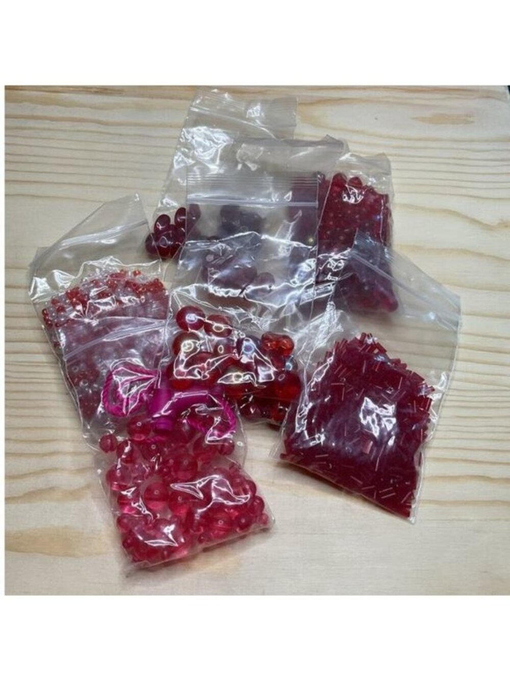 Red Pink Glass Bead Lot Coquette Grunge Y2K Indie Craft Jewelry Making